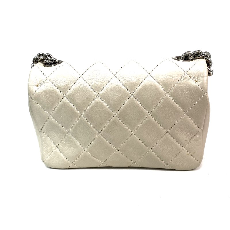△ Chanel 香奈兒 Beige Calfskin Silver Tone Metal Single Flap Chain Shoulder Bag No.25 米白色小牛皮銀色金屬鎖鏈肩背袋No.25 - 257021309-2