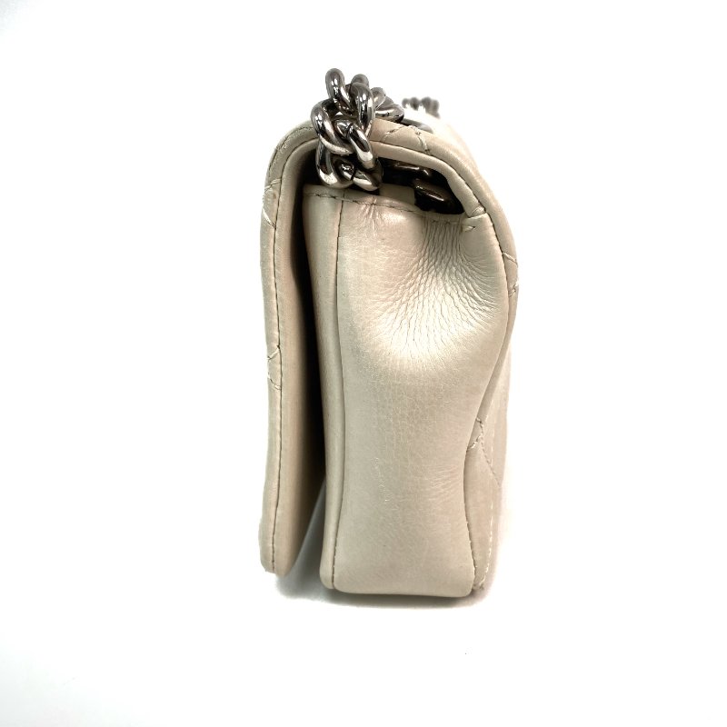 △ Chanel 香奈兒 Beige Calfskin Silver Tone Metal Single Flap Chain Shoulder Bag No.25 米白色小牛皮銀色金屬鎖鏈肩背袋No.25 - 257021309-3