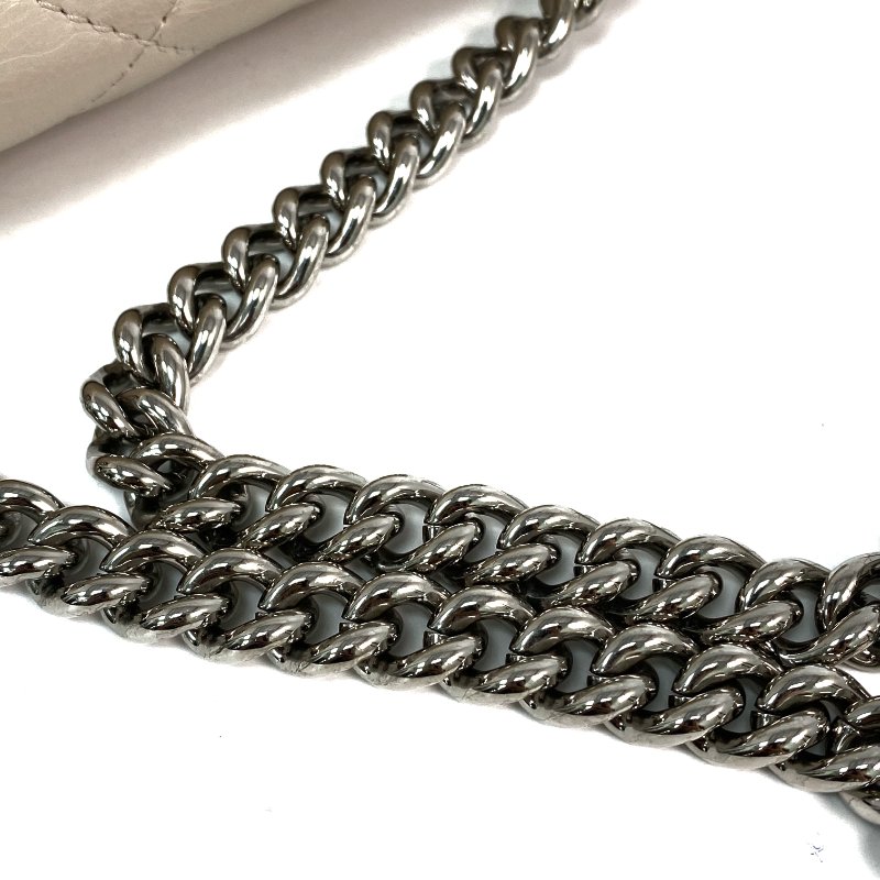 △ Chanel 香奈兒 Beige Calfskin Silver Tone Metal Single Flap Chain Shoulder Bag No.25 米白色小牛皮銀色金屬鎖鏈肩背袋No.25 - 257021309-11