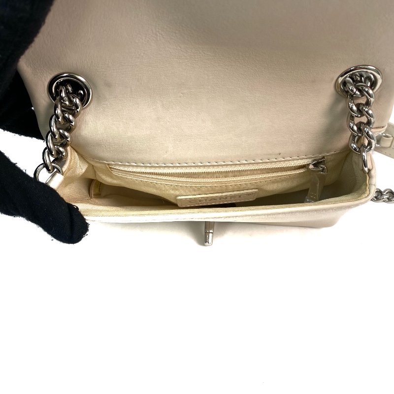 △ Chanel 香奈兒 Beige Calfskin Silver Tone Metal Single Flap Chain Shoulder Bag No.25 米白色小牛皮銀色金屬鎖鏈肩背袋No.25 - 257021309-13