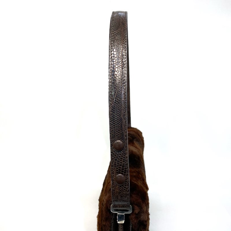 △ Fendi 芬迪 Vintage Brown Manta Ray Skin Lizard Skin Fur Handbag 復古啡色魔鬼魚皮蜥蜴皮毛皮手袋 - 247013237-6