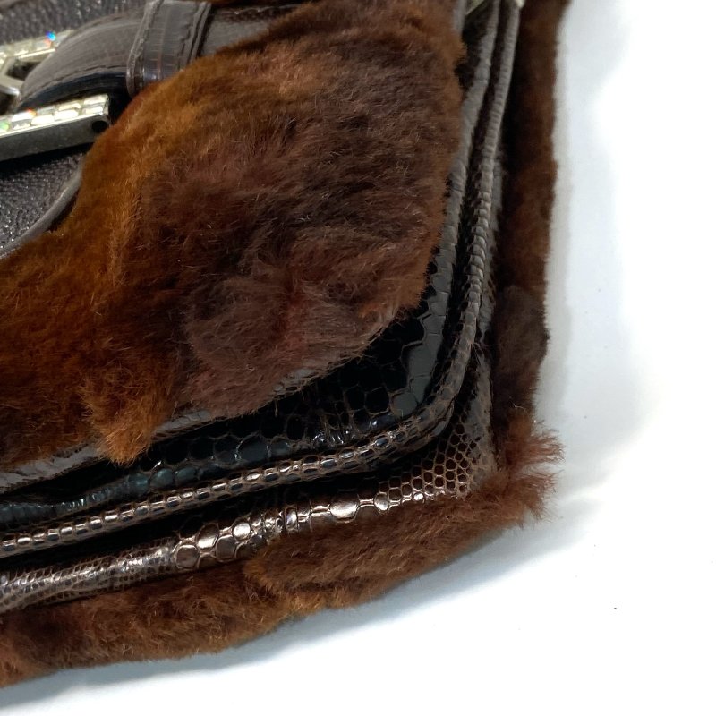 △ Fendi 芬迪 Vintage Brown Manta Ray Skin Lizard Skin Fur Handbag 復古啡色魔鬼魚皮蜥蜴皮毛皮手袋 - 247013237-10