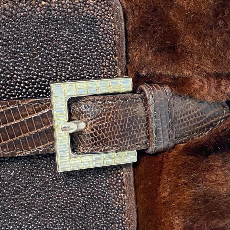 △ Fendi 芬迪 Vintage Brown Manta Ray Skin Lizard Skin Fur Handbag 復古啡色魔鬼魚皮蜥蜴皮毛皮手袋 - 247013237-16