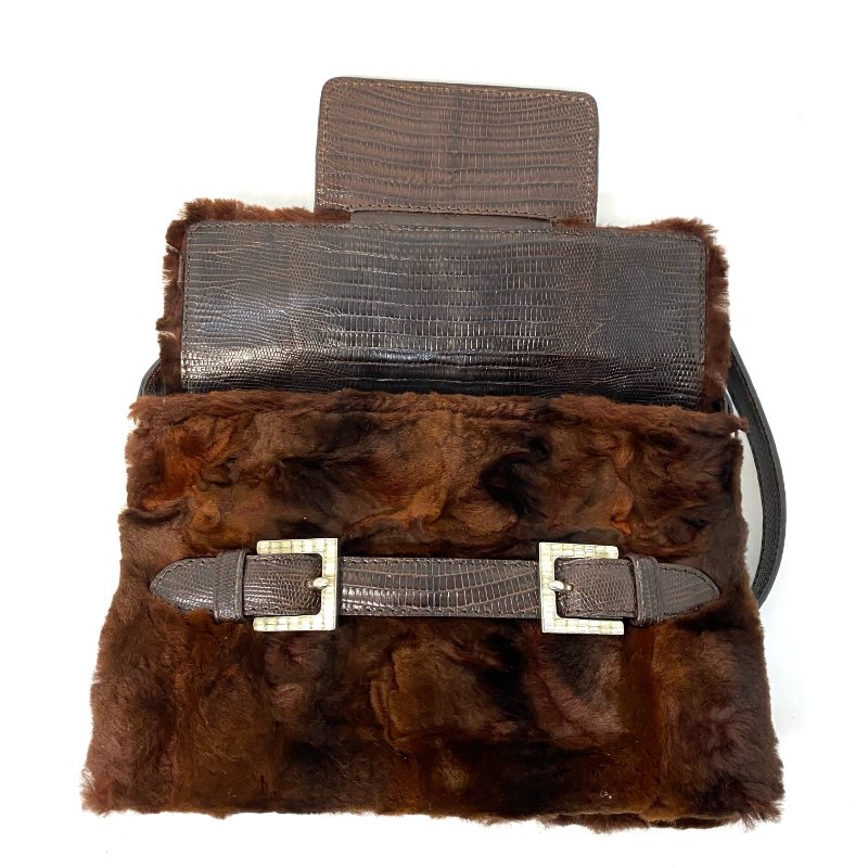 △ Fendi 芬迪 Vintage Brown Manta Ray Skin Lizard Skin Fur Handbag 復古啡色魔鬼魚皮蜥蜴皮毛皮手袋 - 247013237-18