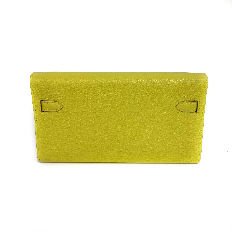 △ Hermes 愛馬仕 Kelly To Go 9R Lime Mysore Goatskin Gold-Plated Hardware Wallet With Strap Stamp Y 檸檬黃山羊皮金扣肩帶銀包 Y刻 -257015704-2