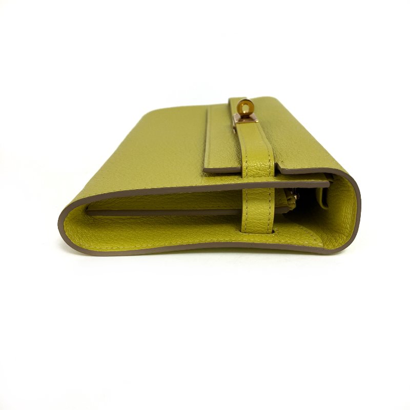 △ Hermes 愛馬仕 Kelly To Go 9R Lime Mysore Goatskin Gold-Plated Hardware Wallet With Strap Stamp Y 檸檬黃山羊皮金扣肩帶銀包 Y刻 -257015704-3