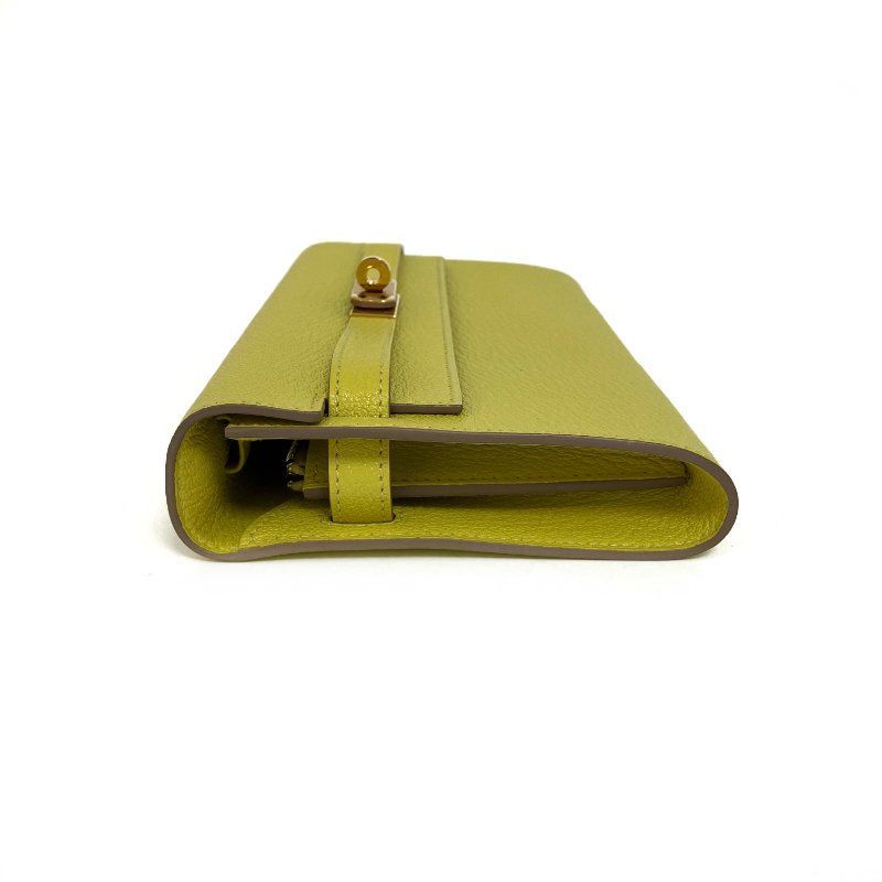 △ Hermes 愛馬仕 Kelly To Go 9R Lime Mysore Goatskin Gold-Plated Hardware Wallet With Strap Stamp Y 檸檬黃山羊皮金扣肩帶銀包 Y刻 -257015704-4