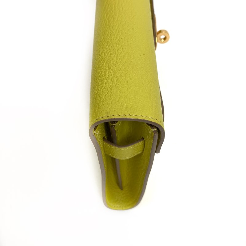 △ Hermes 愛馬仕 Kelly To Go 9R Lime Mysore Goatskin Gold-Plated Hardware Wallet With Strap Stamp Y 檸檬黃山羊皮金扣肩帶銀包 Y刻 -257015704-7