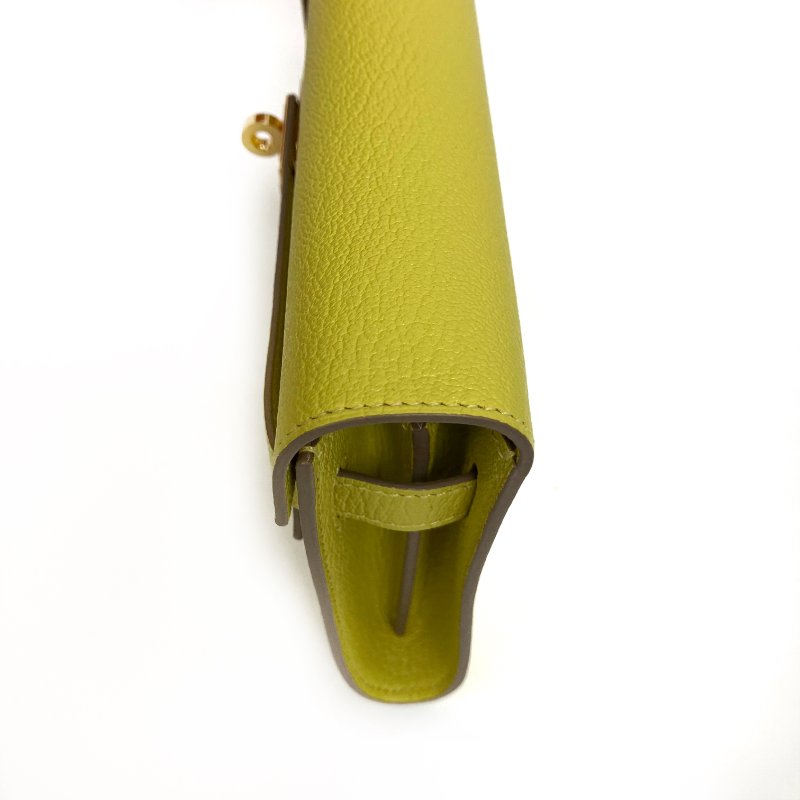 △ Hermes 愛馬仕 Kelly To Go 9R Lime Mysore Goatskin Gold-Plated Hardware Wallet With Strap Stamp Y 檸檬黃山羊皮金扣肩帶銀包 Y刻 -257015704-8