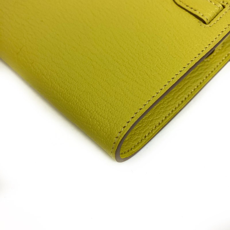 △ Hermes 愛馬仕 Kelly To Go 9R Lime Mysore Goatskin Gold-Plated Hardware Wallet With Strap Stamp Y 檸檬黃山羊皮金扣肩帶銀包 Y刻 -257015704-11