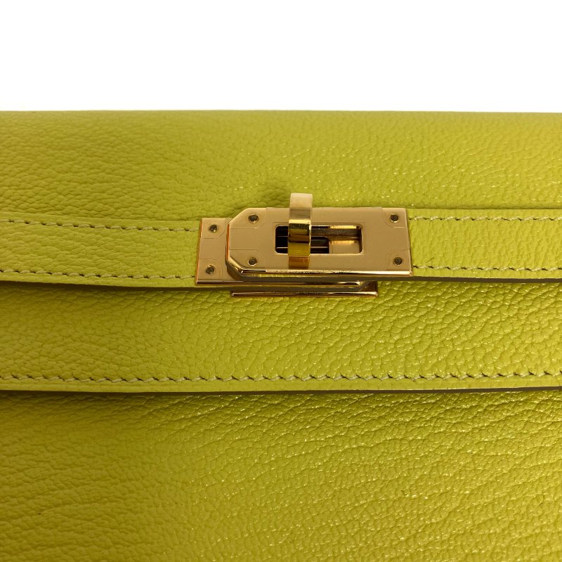 △ Hermes 愛馬仕 Kelly To Go 9R Lime Mysore Goatskin Gold-Plated Hardware Wallet With Strap Stamp Y 檸檬黃山羊皮金扣肩帶銀包 Y刻 -257015704-13