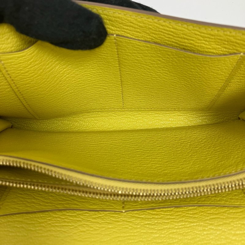 △ Hermes 愛馬仕 Kelly To Go 9R Lime Mysore Goatskin Gold-Plated Hardware Wallet With Strap Stamp Y 檸檬黃山羊皮金扣肩帶銀包 Y刻 -257015704-15