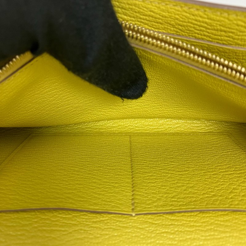 △ Hermes 愛馬仕 Kelly To Go 9R Lime Mysore Goatskin Gold-Plated Hardware Wallet With Strap Stamp Y 檸檬黃山羊皮金扣肩帶銀包 Y刻 -257015704-17