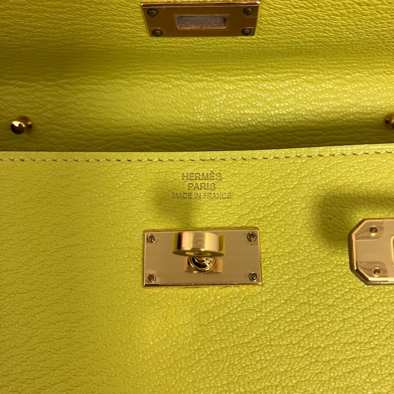 △ Hermes 愛馬仕 Kelly To Go 9R Lime Mysore Goatskin Gold-Plated Hardware Wallet With Strap Stamp Y 檸檬黃山羊皮金扣肩帶銀包 Y刻 -257015704-18