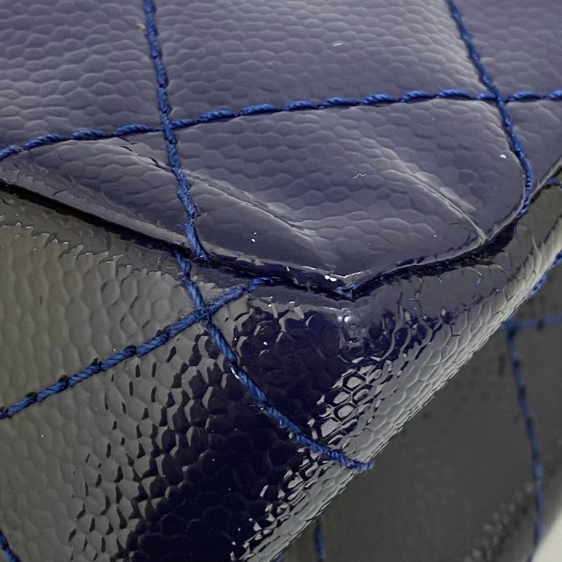 △ Chanel 香奈兒 2.55 Navy Patent Leather Gray Tone Metal Double Flap Chain Shoulder Bag No.20 深藍色漆皮灰色金屬鏈條肩背袋 No.20 -257022153-13