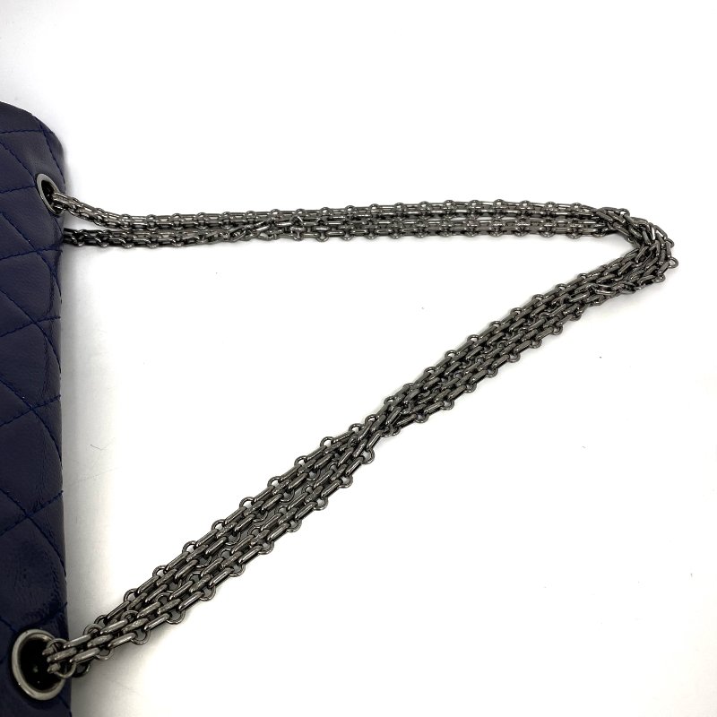 △ Chanel 香奈兒 2.55 Navy Patent Leather Gray Tone Metal Double Flap Chain Shoulder Bag No.20 深藍色漆皮灰色金屬鏈條肩背袋 No.20 -257022153-21