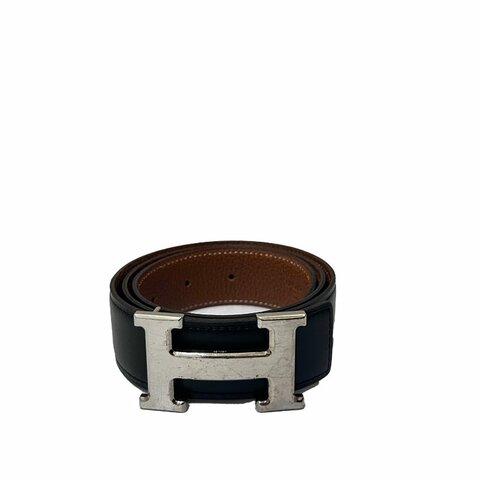 HERMES黑駝Ｈ扣70公分雙面皮帶