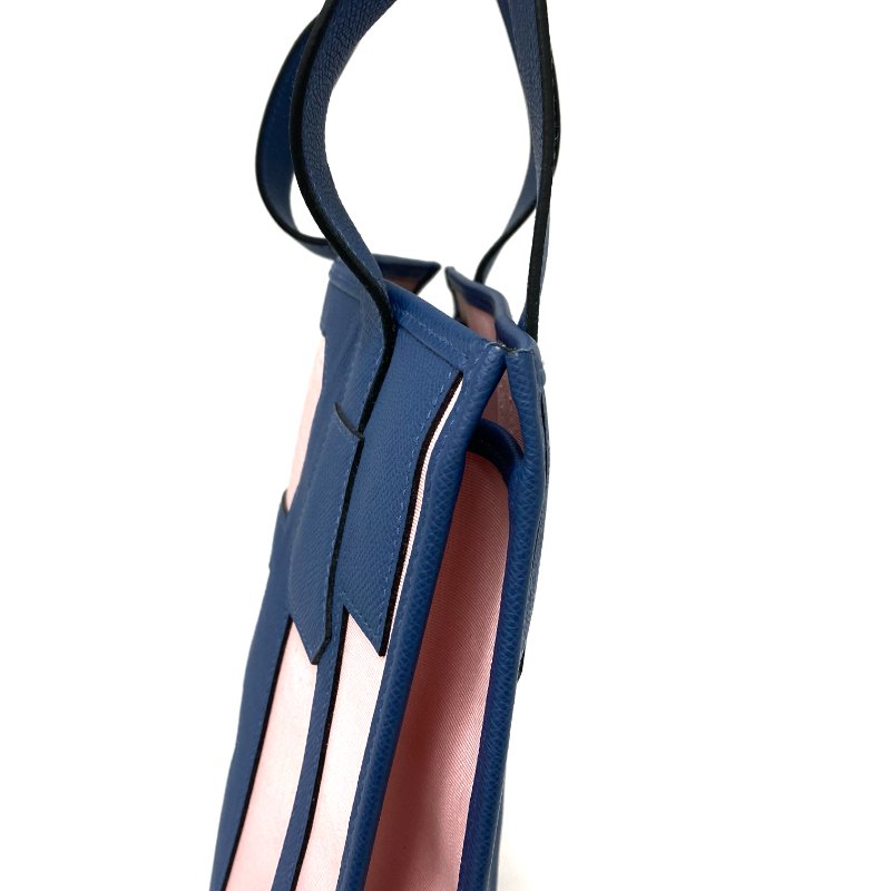 △ Hermes 愛馬仕 Petit H Blue, Pink Canvas, Epsom Calfskin Tote Bag 藍色, 粉紅色帆布, 壓紋小牛皮托特袋 -257021759-5