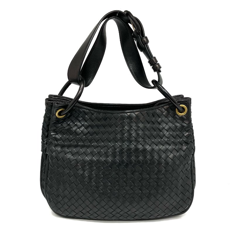 ☆ Bottega Veneta 寶緹嘉 Black Inrecciato Lambskin Shoulder Bag 黑色編織紋羊皮肩背袋 - 257022065-1