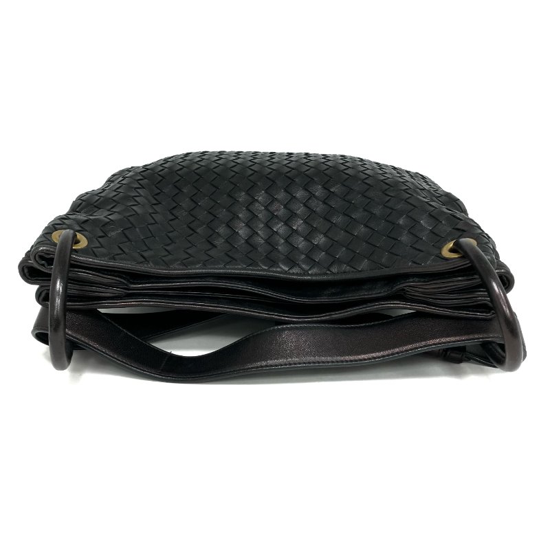 ☆ Bottega Veneta 寶緹嘉 Black Inrecciato Lambskin Shoulder Bag 黑色編織紋羊皮肩背袋 - 257022065-4