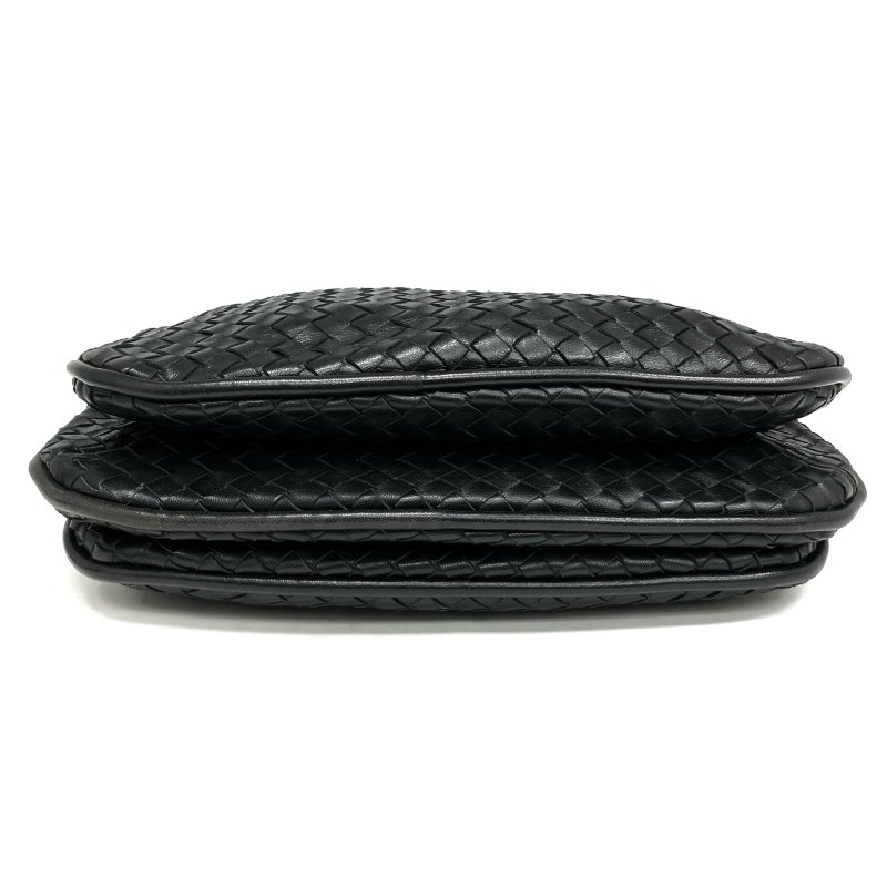 ☆ Bottega Veneta 寶緹嘉 Black Inrecciato Lambskin Shoulder Bag 黑色編織紋羊皮肩背袋 - 257022065-5