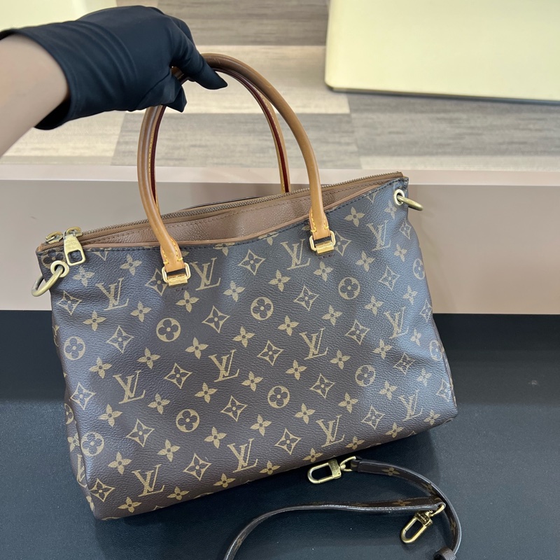 98新LV路易威登Pallas系列棕色老花傳奇中號手提斜挎包-7