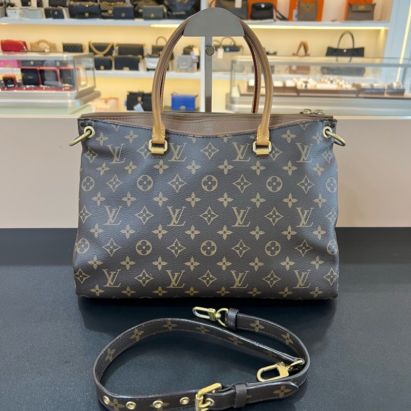 98新LV路易威登Pallas系列棕色老花傳奇中號手提斜挎包-8