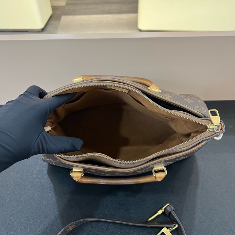 98新LV路易威登Pallas系列棕色老花傳奇中號手提斜挎包-11