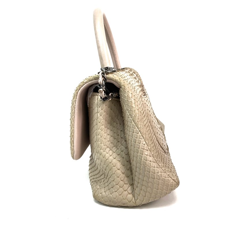 △ Chanel 香奈兒 Beige Python Ruthenium-Finish Metal Coco Handle Chain Shoulder Bag No.11 淺褐色蛇皮鍍釕金屬鎖鏈肩背袋No.11 - 257021608-2