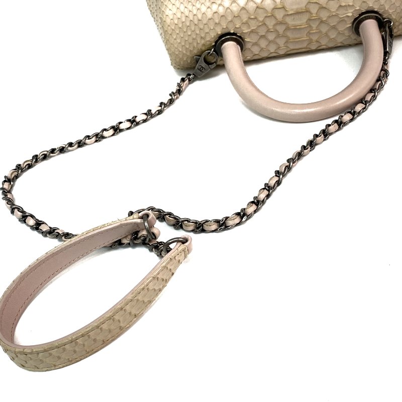 △ Chanel 香奈兒 Beige Python Ruthenium-Finish Metal Coco Handle Chain Shoulder Bag No.11 淺褐色蛇皮鍍釕金屬鎖鏈肩背袋No.11 - 257021608-11
