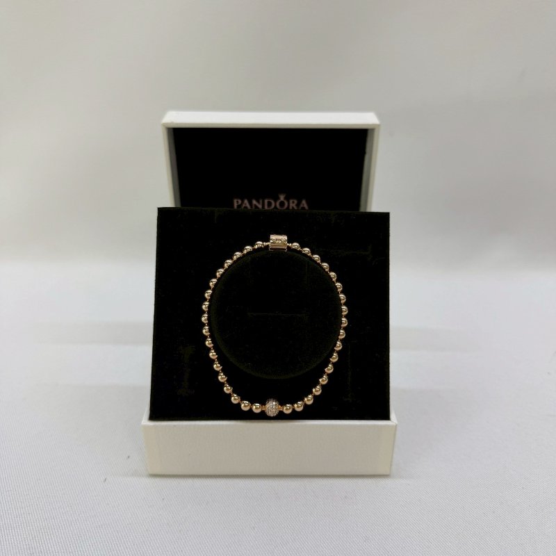 PANDORA 玫瑰金圓珠鑲鑽手鍊-1
