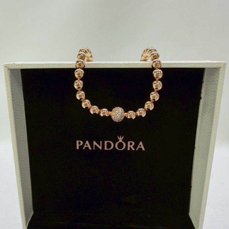 PANDORA 玫瑰金圓珠鑲鑽手鍊-3