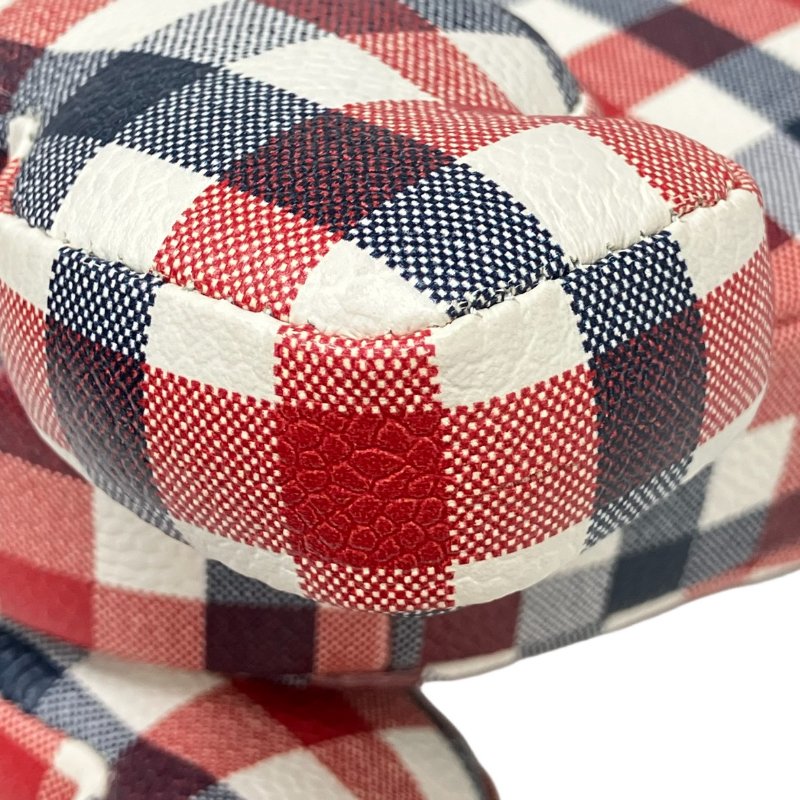☆ Thom Browne Blue Red White Coated Canvas Checked Dog Shoulder Bag 藍色紅色白色塗層帆布格紋小狗肩背包 - 257022417-9