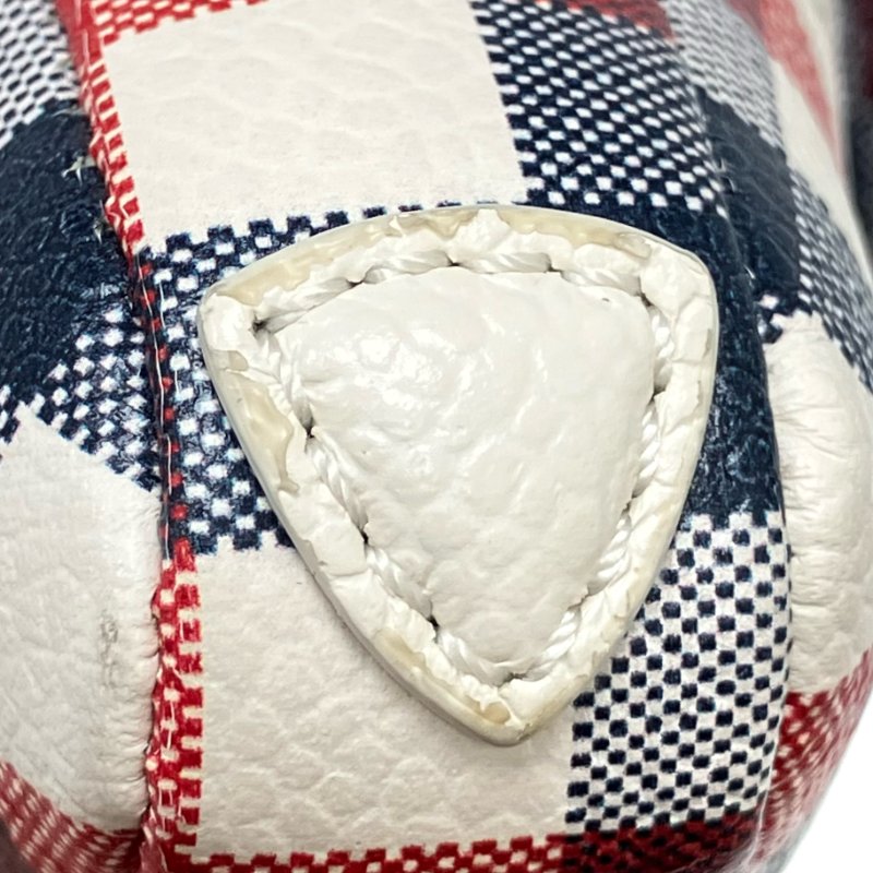 ☆ Thom Browne Blue Red White Coated Canvas Checked Dog Shoulder Bag 藍色紅色白色塗層帆布格紋小狗肩背包 - 257022417-12