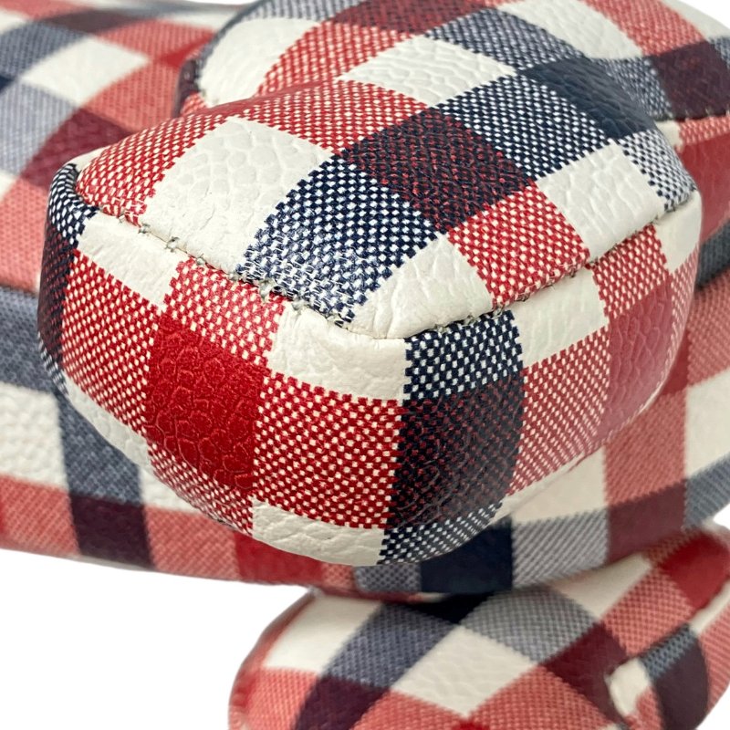 ☆ Thom Browne Blue Red White Coated Canvas Checked Dog Shoulder Bag 藍色紅色白色塗層帆布格紋小狗肩背包 - 257022417-17