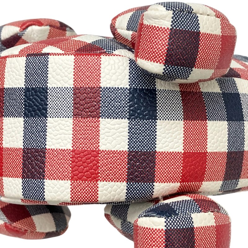 ☆ Thom Browne Blue Red White Coated Canvas Checked Dog Shoulder Bag 藍色紅色白色塗層帆布格紋小狗肩背包 - 257022417-18