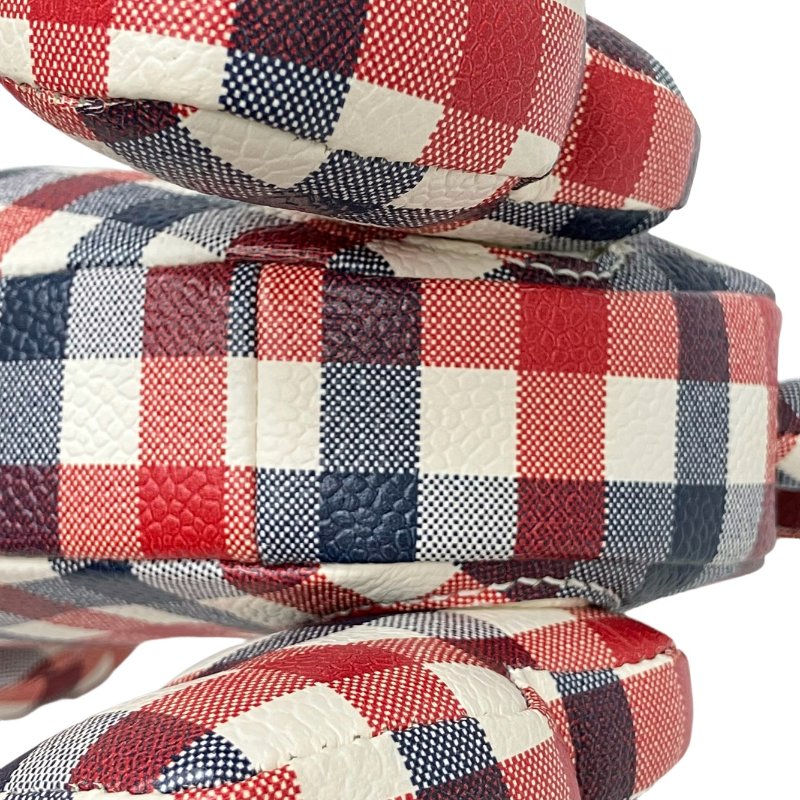 ☆ Thom Browne Blue Red White Coated Canvas Checked Dog Shoulder Bag 藍色紅色白色塗層帆布格紋小狗肩背包 - 257022417-19