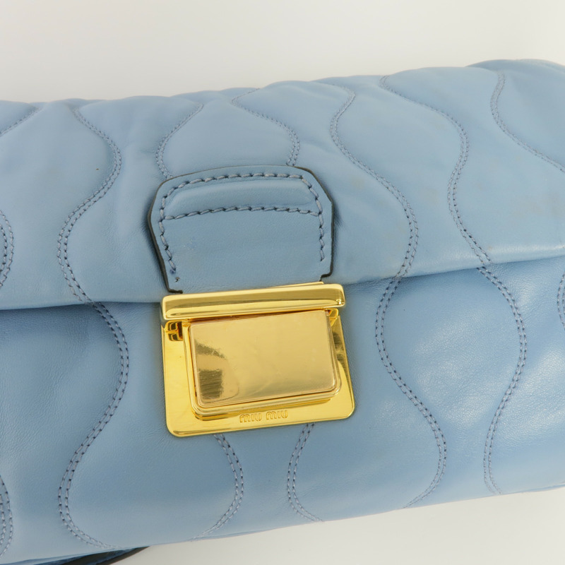 Miu Miu 羊皮皮革Chain Shoulder Bag金扣鏈帶肩背袋-5