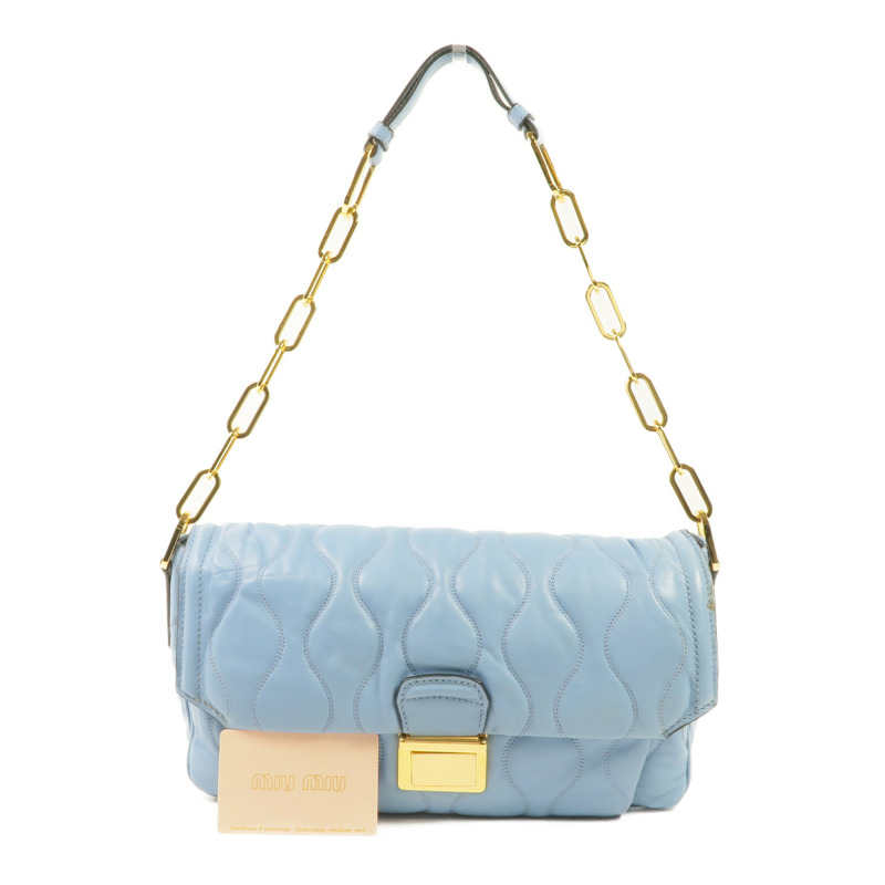 Miu Miu 羊皮皮革Chain Shoulder Bag金扣鏈帶肩背袋-24