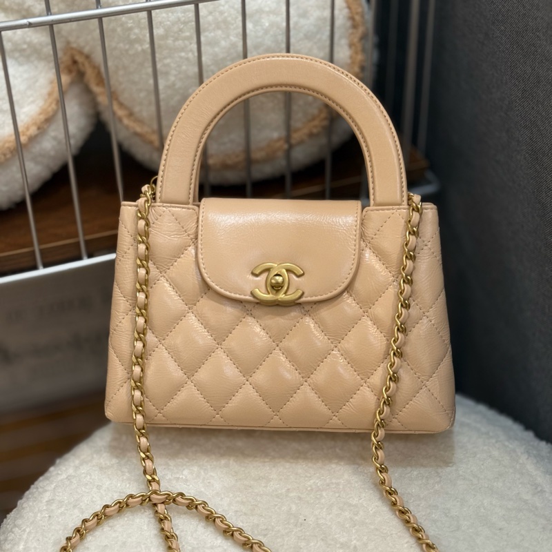 (2025台灣專櫃購入🇹🇼閒置品)Chanel 25c 米色 Kelly ✨最新晶片款-0