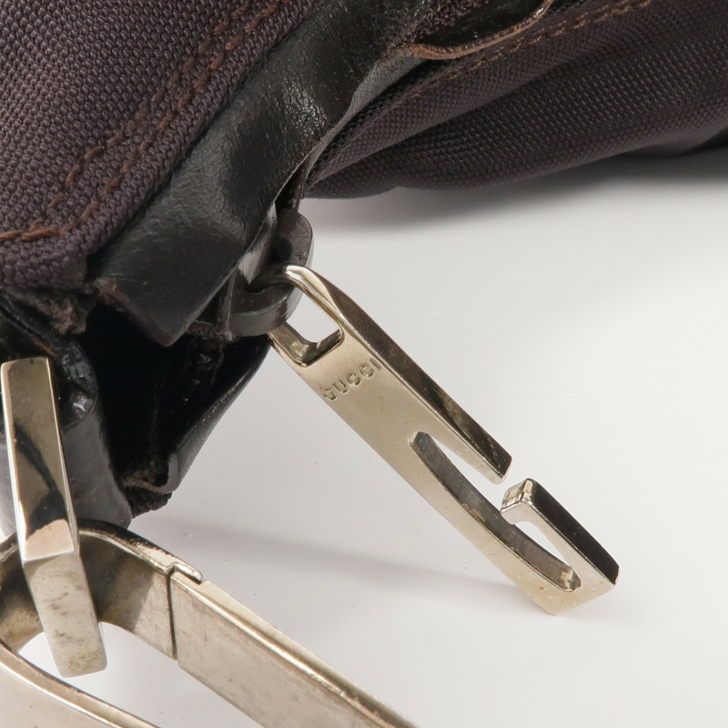 GUCCI 尼龍Handbag銀扣肩背袋-10