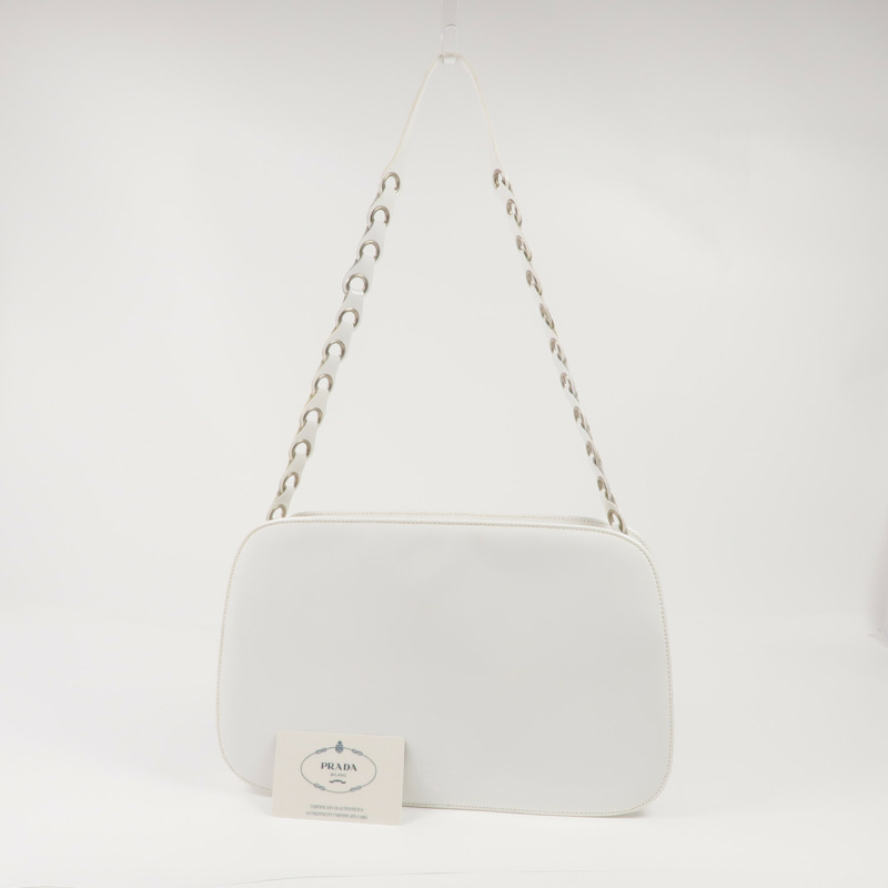 PRADA 漆皮皮革Shoulder Bag銀扣肩背袋-21