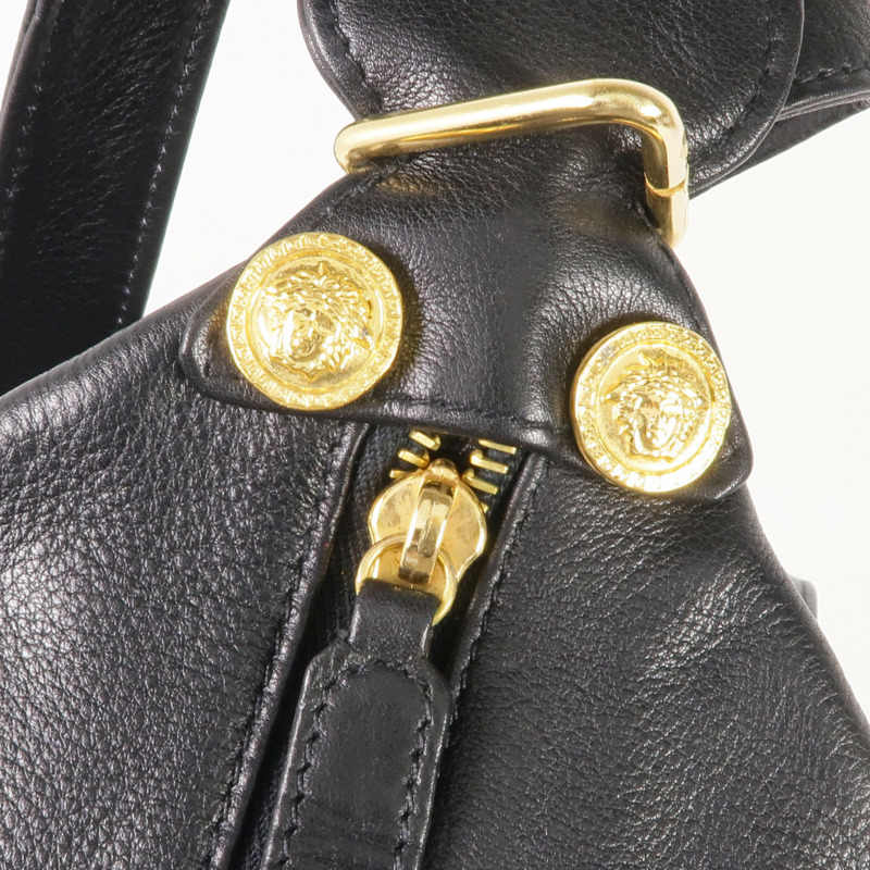 VERSACE 牛皮皮革Backpack金扣背包-11