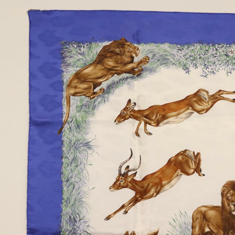 【日本直送】愛馬仕 Carre 90 絲巾「肯亞」藍色真絲款,正品 BA6850-1