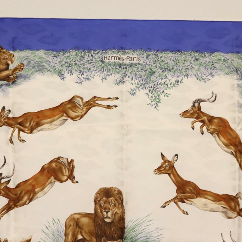 【日本直送】愛馬仕 Carre 90 絲巾「肯亞」藍色真絲款,正品 BA6850-2