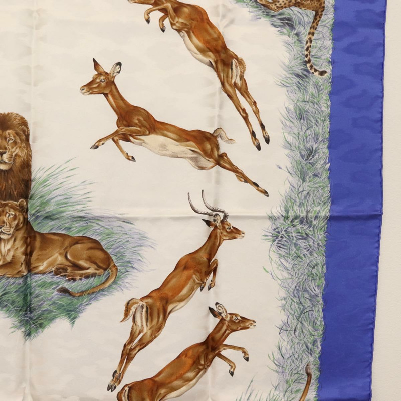 【日本直送】愛馬仕 Carre 90 絲巾「肯亞」藍色真絲款,正品 BA6850-6