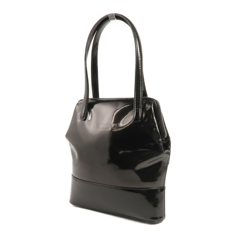 VERSACE 漆皮皮革Handbag銀扣手挽袋-2
