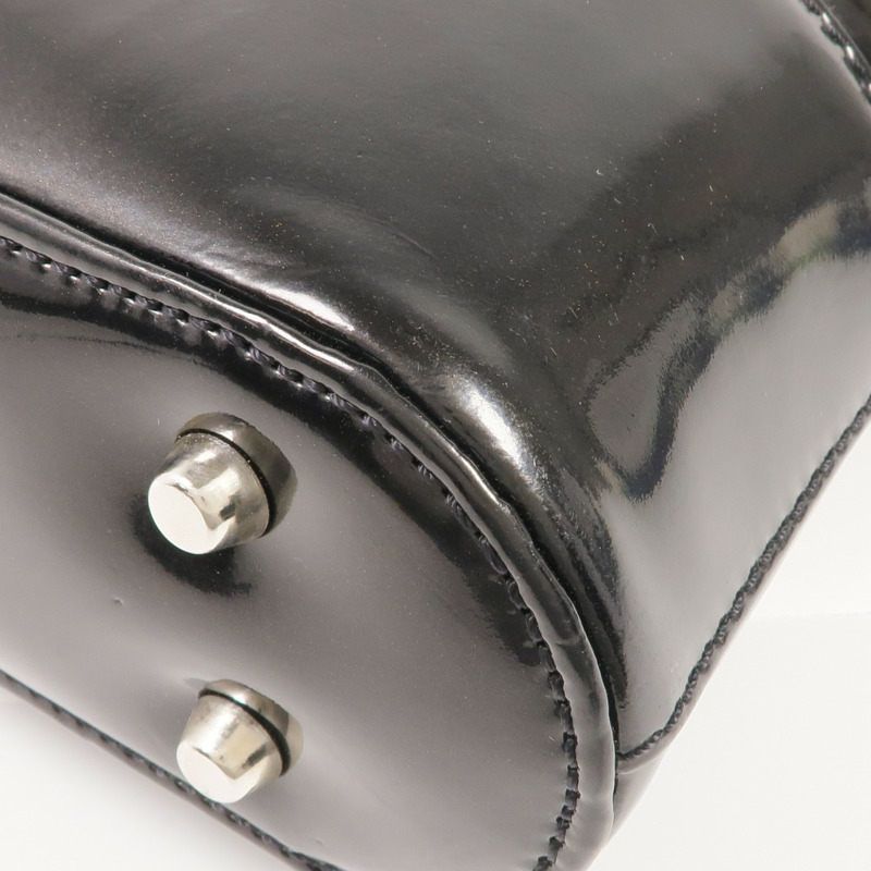 VERSACE 漆皮皮革Handbag銀扣手挽袋-7