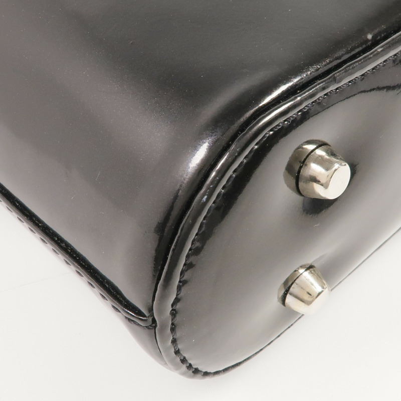 VERSACE 漆皮皮革Handbag銀扣手挽袋-8