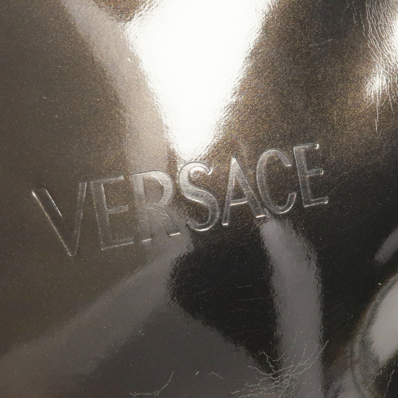 VERSACE 漆皮皮革Handbag銀扣手挽袋-9